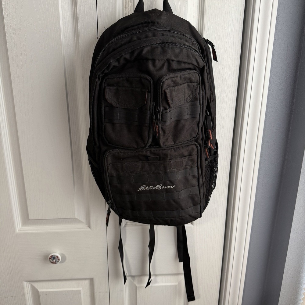 Eddie Bauer Black Cargo 30 Liters Embrodiered Backpack Unisex Travel School Hike